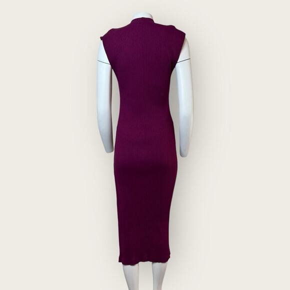 FARM Rio | Ribbed Midi Dress with Side Slit | Purple | Large - Picture 3 of 15